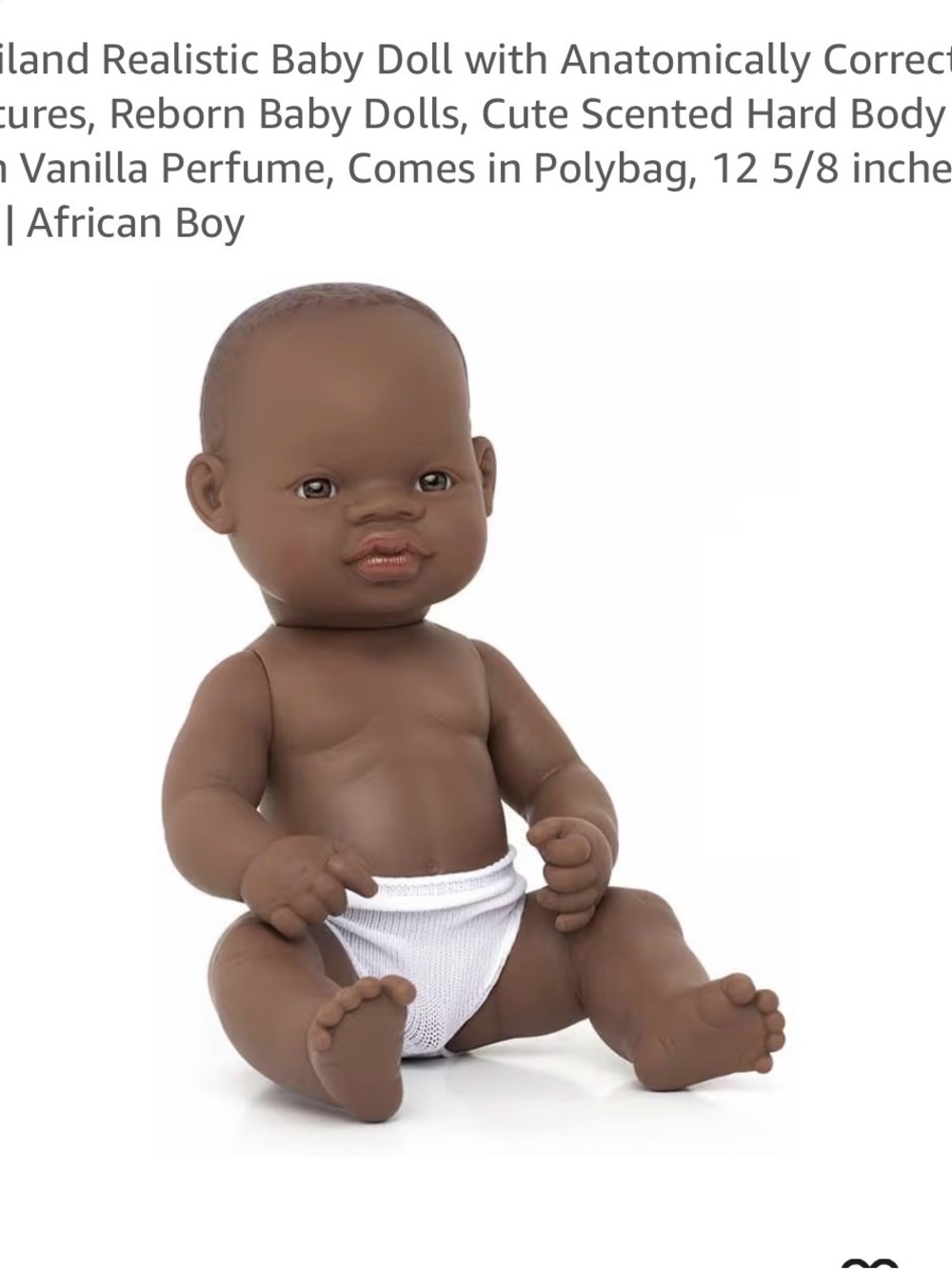 Miniland Anatomically correct African Black Baby Doll with Knit clothing - Picture 5 of 5